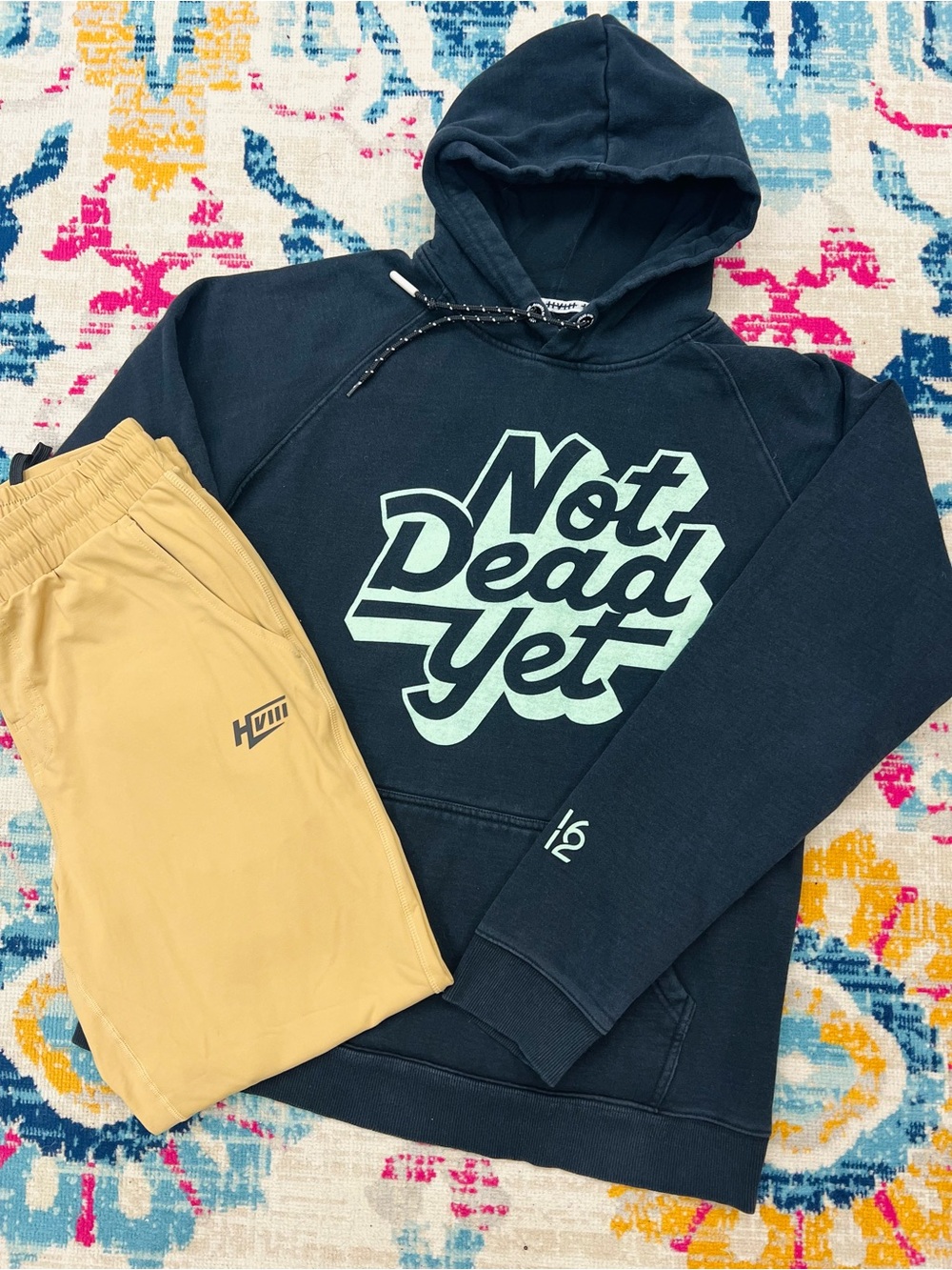 'Not Dead Yet' HVIII Brand Bundle- Black Hoodie with Tan Joggers- size Medium